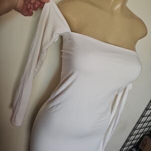 FAVLUX White Off-Shoulder Maxi Dress